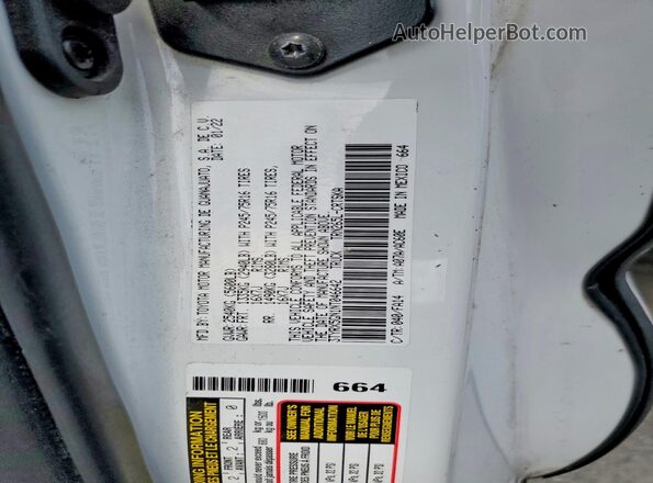 3TYRX5GN1NT046642 2022 TOYOTA TACOMA White Շարժիչի բաժամունքի տեսք