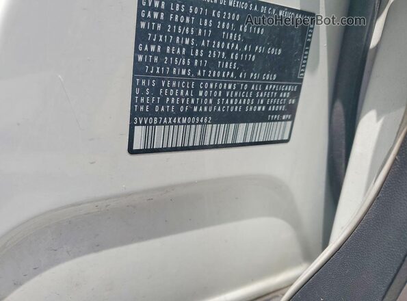 3VV0B7AX4KM009462 2019 VOLKSWAGEN TIGUAN White 