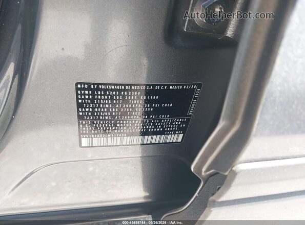 3VV1B7AX2LM117438 2020 VOLKSWAGEN TIGUAN Gray ძრავის განყოფილების ხედი