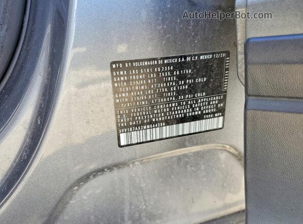 3VV1B7AX2MM044296 2021 VOLKSWAGEN TIGUAN Gray 