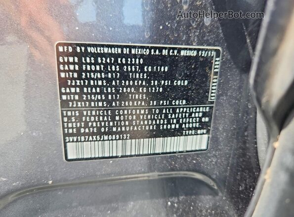 3VV1B7AX5JM089132 2018 VOLKSWAGEN TIGUAN Gray სალონის 360-გრადუსიანი ხედი
