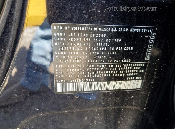 3VV1B7AX6LM013664 2020 VOLKSWAGEN TIGUAN Black Շարժիչի բաժամունքի տեսք
