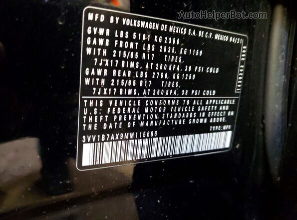 3VV1B7AX9MM115686 2021 VOLKSWAGEN TIGUAN Black 