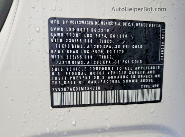 3VV2B7AX0JM184718 2018 VOLKSWAGEN TIGUAN White Engine compartment view