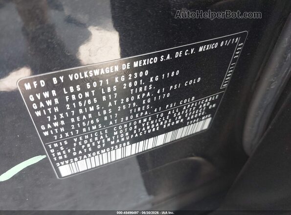 3VV2B7AX0KM073295 2019 VOLKSWAGEN TIGUAN Black Շարժիչի բաժամունքի տեսք