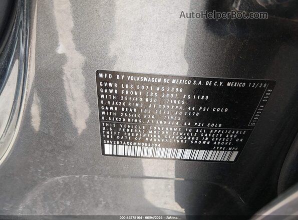 3VV2B7AX0MM054894 2021 VOLKSWAGEN TIGUAN Silver Widok komory silnika