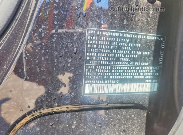 3VV2B7AX3LM174817 2020 VOLKSWAGEN TIGUAN Черный Вид наклейки с VIN-кодом