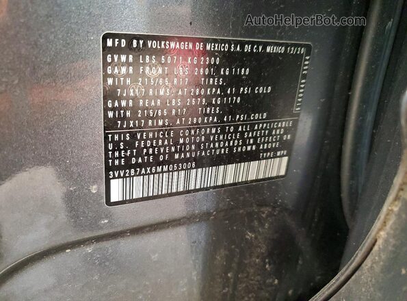 3VV2B7AX6MM053006 2021 VOLKSWAGEN TIGUAN Silver 
