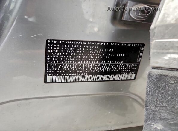 3VV2B7AX9MM083620 2021 VOLKSWAGEN TIGUAN Gray VIN sticker view