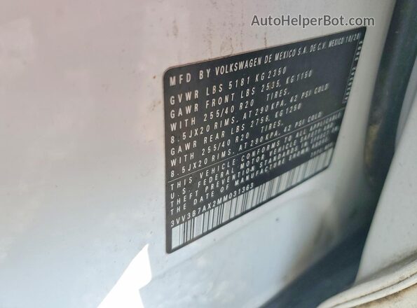 3VV3B7AX2MM031363 2021 VOLKSWAGEN TIGUAN Белый Вид подкапотного пространства