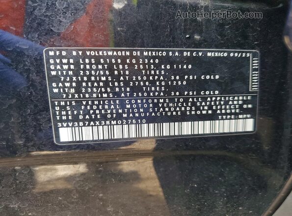 3VV3B7AX3RM027510 2024 VOLKSWAGEN TIGUAN Black Вид наклейки з VIN-кодом