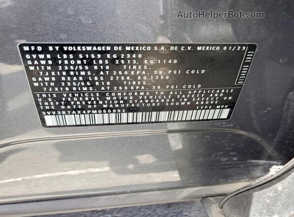 3VV3B7AX4PM055992 2023 VOLKSWAGEN TIGUAN Серый Вид подкапотного пространства