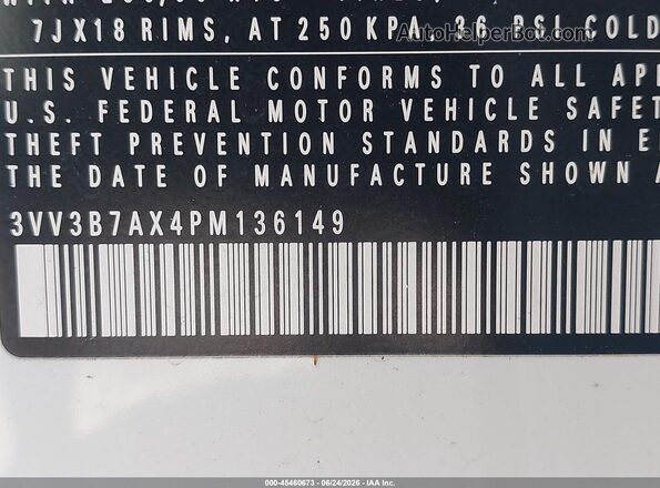 3VV3B7AX4PM136149 2023 VOLKSWAGEN TIGUAN White ძრავის განყოფილების ხედი
