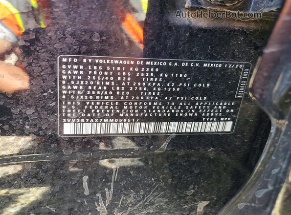 3VV3B7AX7MM056517 2021 VOLKSWAGEN TIGUAN Black 