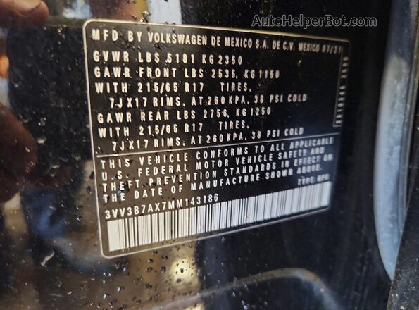 3VV3B7AX7MM143186 2021 VOLKSWAGEN TIGUAN Black 
