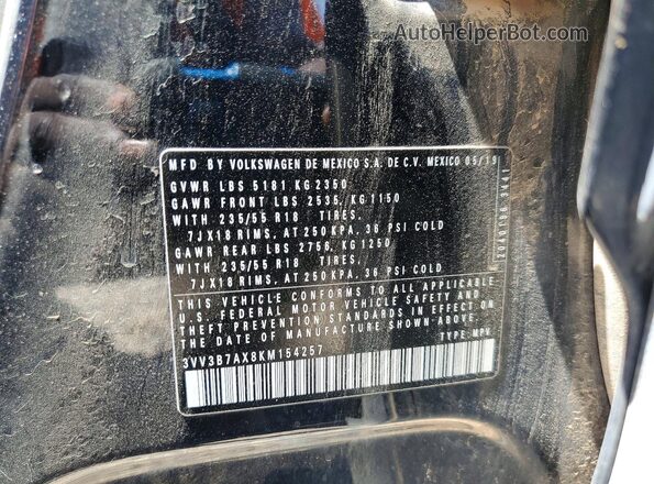 3VV3B7AX8KM154257 2019 VOLKSWAGEN TIGUAN Black 