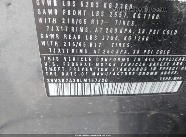 3VV3B7AX9LM157220 2020 VOLKSWAGEN TIGUAN Gray Вид підкапотного простору