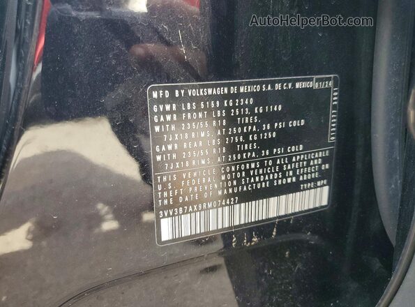 3VV3B7AX9RM074427 2024 VOLKSWAGEN TIGUAN Black VIN sticker view