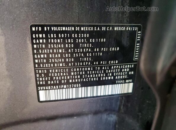 3VV4B7AX1PM127655 2023 VOLKSWAGEN TIGUAN Gray 