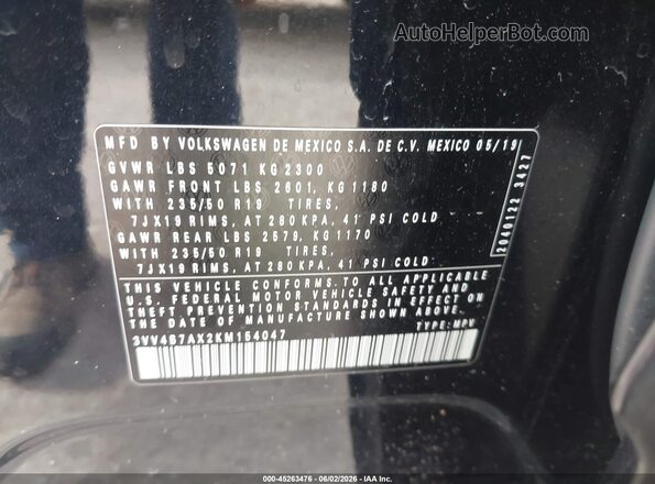 3VV4B7AX2KM154047 2019 VOLKSWAGEN TIGUAN Black Widok komory silnika