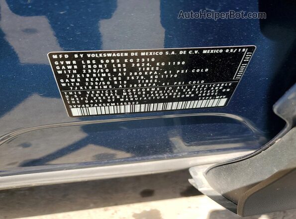 3VV4B7AX5KM145522 2019 VOLKSWAGEN TIGUAN Blue 
