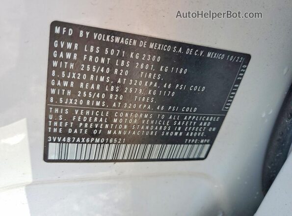 3VV4B7AX6PM016521 2023 VOLKSWAGEN TIGUAN Белый Вид подкапотного пространства