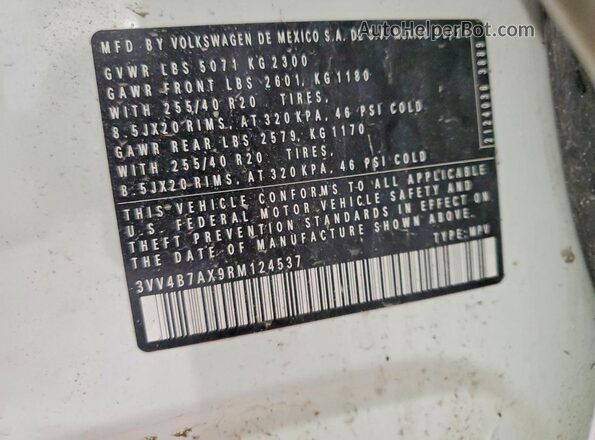 3VV4B7AX9RM124537 2024 VOLKSWAGEN TIGUAN White 360 interior view