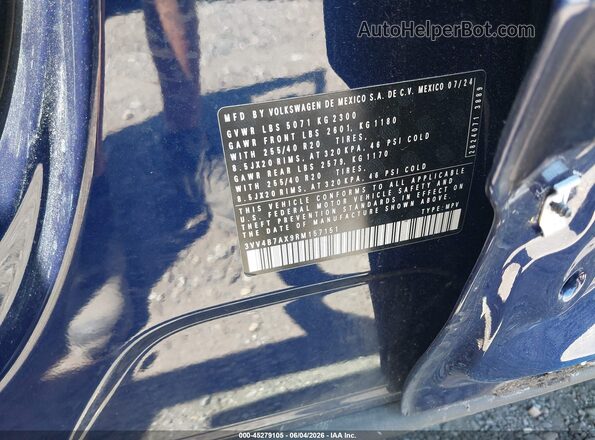 3VV4B7AX9RM157151 2024 VOLKSWAGEN TIGUAN Blue Вид підкапотного простору