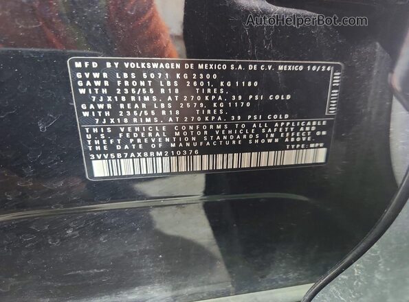 3VV5B7AX8RM210376 2024 VOLKSWAGEN TIGUAN Black 
