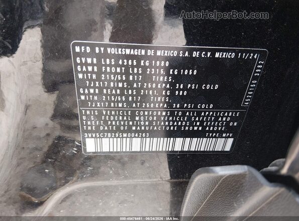 3VV5C7B29SM004263 2025 VOLKSWAGEN TAOS Black Շարժիչի բաժամունքի տեսք
