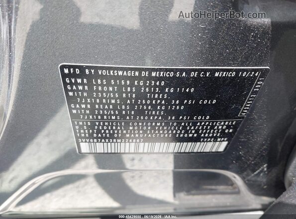 3VV6B7AX3RM224867 2024 VOLKSWAGEN TIGUAN Gray Widok komory silnika