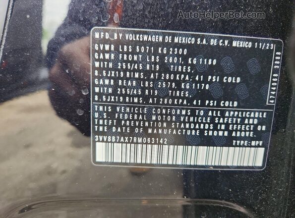3VV8B7AX7RM063142 2024 VOLKSWAGEN TIGUAN Black VIN կոդի պիտակի տեսք