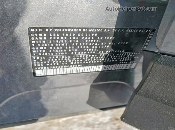 3VV8X7B26RM062990 2024 VOLKSWAGEN TAOS Gray VIN կոդի պիտակի տեսք