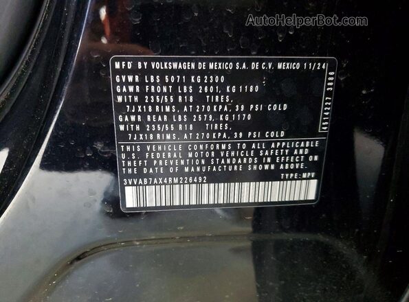 3VVAB7AX4RM226492 2024 VOLKSWAGEN TIGUAN Black 