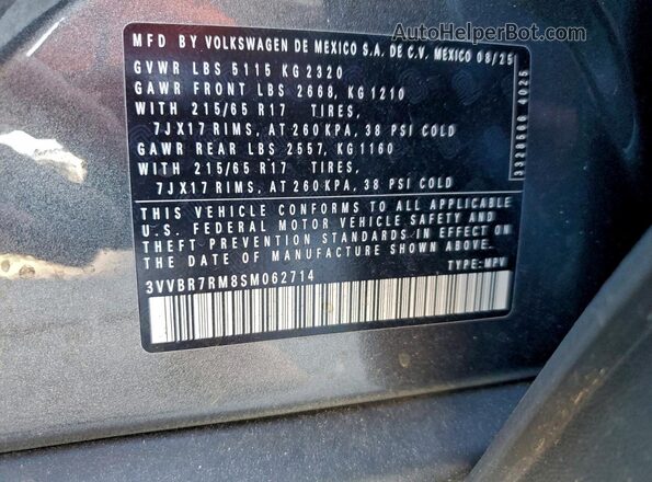 3VVBR7RM8SM062714 2025 VOLKSWAGEN TIGUAN Charcoal 