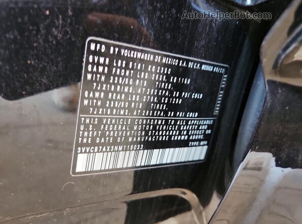 3VVCB7AX3NM119033 2022 VOLKSWAGEN TIGUAN Black 