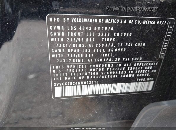3VVCX7B24NM023416 2022 VOLKSWAGEN TAOS Gray Widok komory silnika