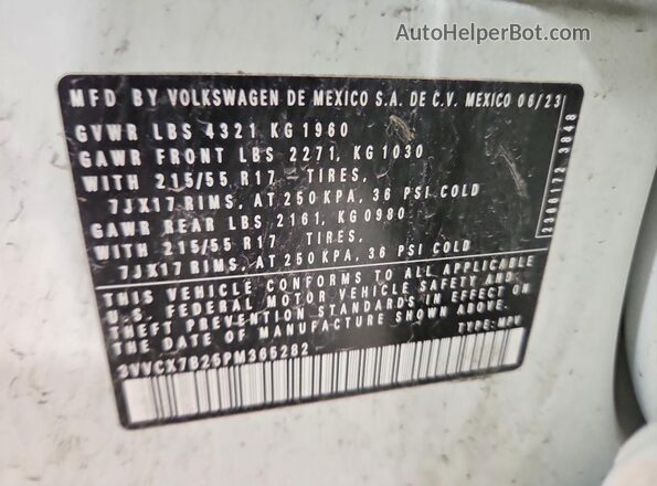 3VVCX7B25PM365282 2023 VOLKSWAGEN TAOS White 