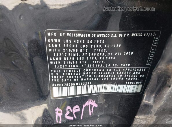 3VVCX7B29NM093297 2022 VOLKSWAGEN TAOS Black Vista del compartimento del motor