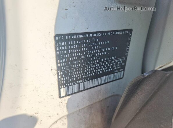 3VVCX7B2XNM006751 2022 VOLKSWAGEN TAOS White 