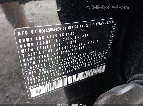 3VVEC7B22TM059266 2026 VOLKSWAGEN TAOS Black Widok komory silnika