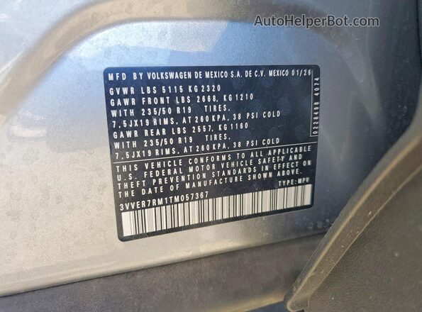 3VVER7RM1TM057367 2026 VOLKSWAGEN TIGUAN Серебряный 