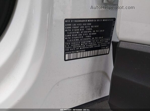 3VVEX7B21PM373940 2023 VOLKSWAGEN TAOS White Widok komory silnika