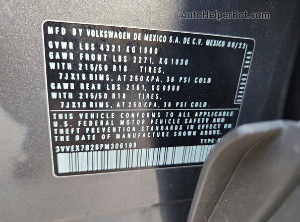 3VVEX7B28PM306199 2023 VOLKSWAGEN TAOS Серый Панорамный вид салона 360°