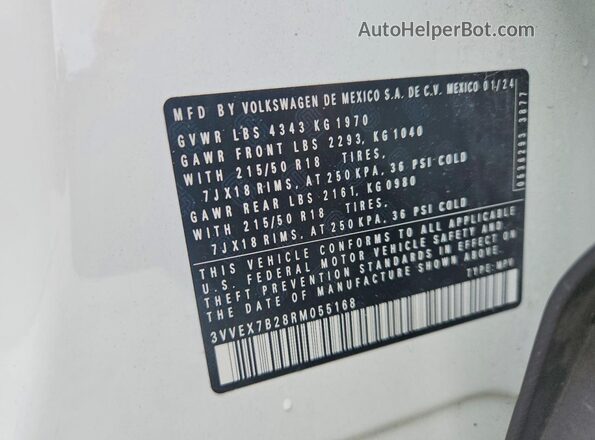 3VVEX7B28RM055168 2024 VOLKSWAGEN TAOS White Vista interior de 360 grados