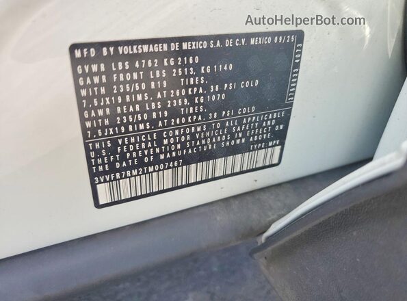 3VVFR7RM2TM007467 2026 VOLKSWAGEN TIGUAN White Вид підкапотного простору