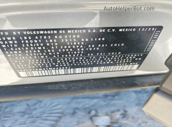 3VVFR7RM4TM046691 2026 VOLKSWAGEN TIGUAN Gray VIN კოდის სტიკერის ხედი