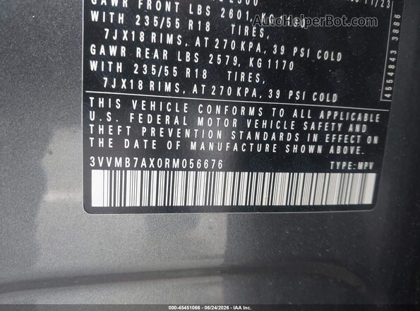 3VVMB7AX0RM056676 2024 VOLKSWAGEN TIGUAN Gray Вид підкапотного простору