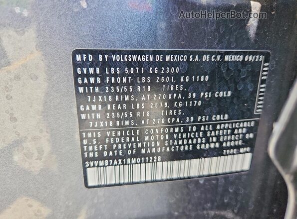 3VVMB7AX1RM011228 2024 VOLKSWAGEN TIGUAN Gray 