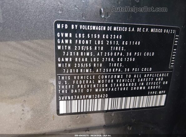 3VVNB7AX6PM128420 2023 VOLKSWAGEN TIGUAN Gray Widok komory silnika